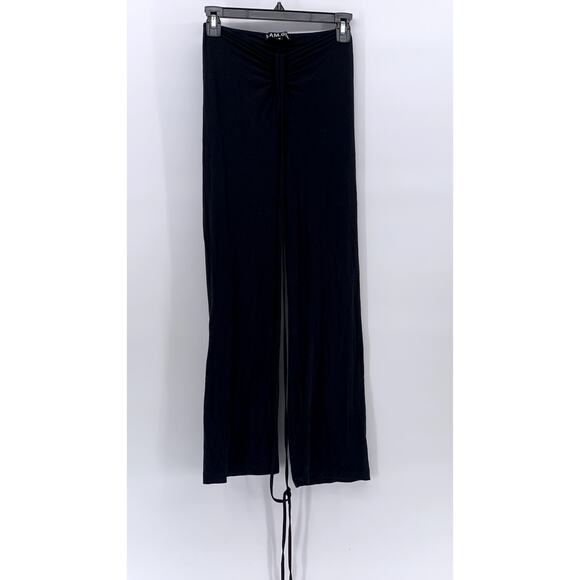 I.AM.GIA Women's Black Ruched Drawstring Relaxed-Fit Wide-Leg Pull-On Pant SZ S - Picture 1 of 10
